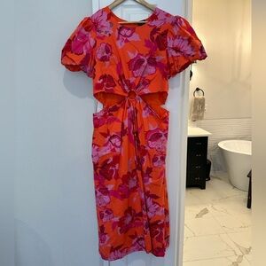 Scoop Vibrant Floral Cutout Dress